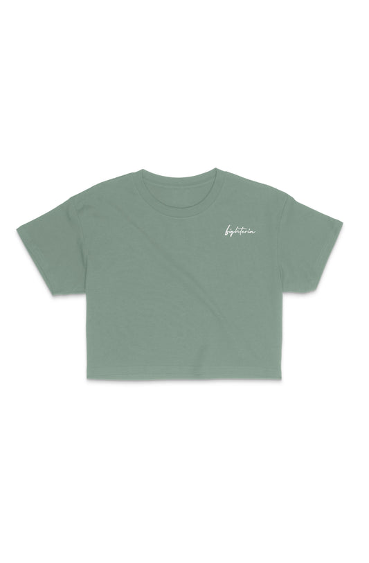 Fighteria Embroidered Crop Tee Sage